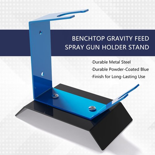Heavy-Duty HVLP Spray Gun Stand with Magnetic Cup Holder, Wall/Desktop Gravity Feed Spray Gun Holder, Universal Fit for DeVilbiss, Fuji, Wagner, Anti-Rust & Adjustable for Car Painting & DIY (Blue)
