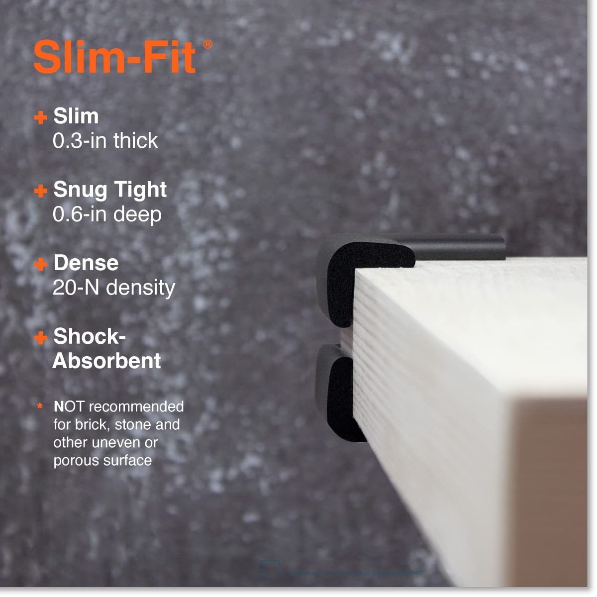 Roving Cove Slimfit Corner Protector for Baby Proofing (8 Small Corners), Soft Rubber Foam Furniture Corner Bumper Guards, 3M Adhesive Pre-Taped, Onyx Black