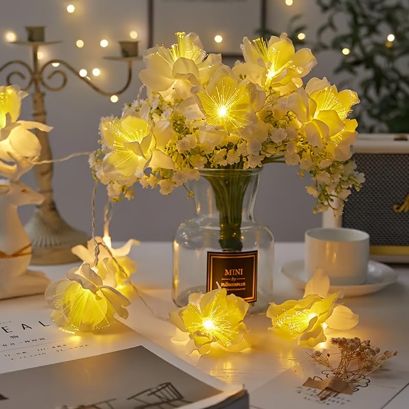 78Inches,Fiber Optic Flower String, LED Flower Garland Lights Fairy Lights for Room Table Wedding Christmas(Purple Flowers)