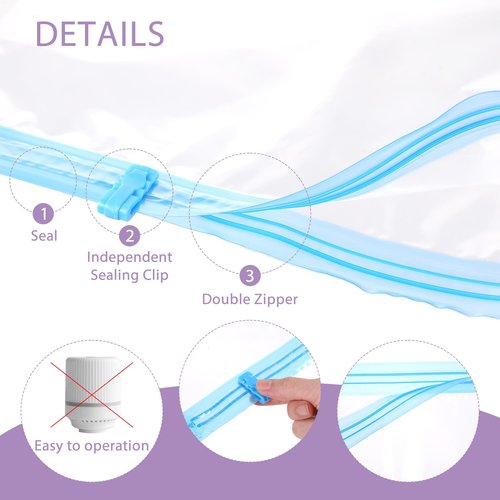 6 Packs Reusable Vacuum Bags for Travel, 50 X 35cm/19.7x13.8inch Roll-up Storage Bag Travel Compression Bag Space Saver Bags for Suitcases Taveling Bedding(No Pump Or Vacuum Needed)