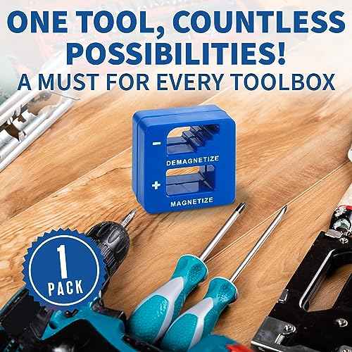 Demagnetizer and Magnetizer - Blue - for Screwdrivers Tips, Bits, and Small Tools, Large or Big Screws, Drills, Drill Bits, Sockets, Nuts, Bolts, Nails and Precision Construction Tools