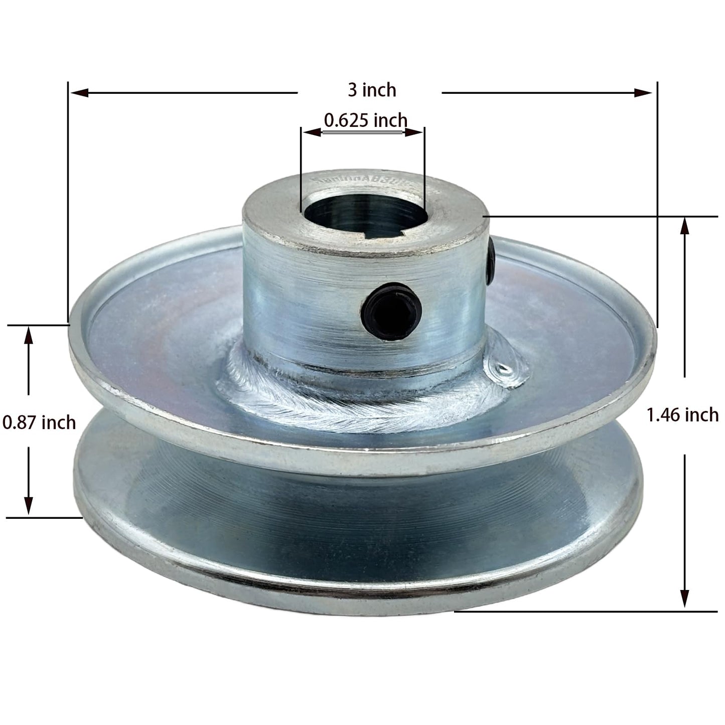 Saelno AB300-5/8 Single Groove Web Sheaves, v Belt Pulley 3" OD 5/8 inch bore,Motor Pulley Carbon Steel for A B 5L 4L V-Belts