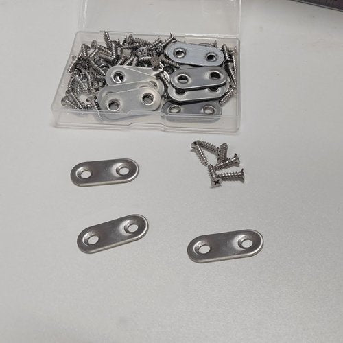 20 Pack Straight Brace, Flat Straight Bracket with Screws,Stainless Straight Flat Brace, Repair Bracket, Flat Plate Straight Bracket, Stainless Steel Straight Bracket (Silver)