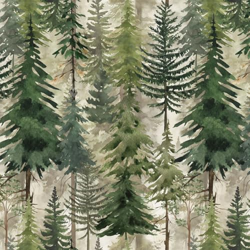 Okydoky Forest Peel and Stick Wallpaper, Green Tree Self-Adhesive Wall Paper, Removable Contact Paper for Bedroom Cabinet Decoration 17.3"x118", No.A03180D-3