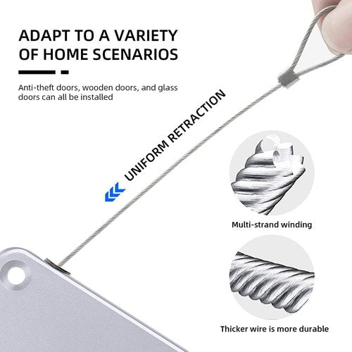 SHIMIDO Upgraded Punch-Free 1000g Automatic Screen Door Closer, Sliding Screen Auto Door Closer with Steel Drawstring for Bathroom, Bedroom, Study Room etc. (2 Pack White)