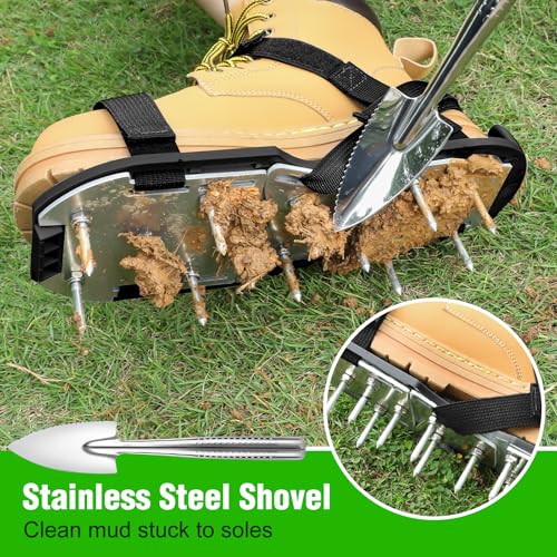 DenForste Medium Black Lawn Aerator Shoes for Grass & Garden Soil, Adjustable & Durable
