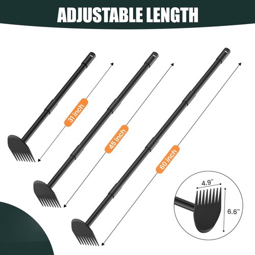 Luvenia Hoe Garden Tool 17-60 Inch 2-in-1 Adjustable Steel Handle Garden Hoe for Weeding Cultivating Heavy Duty Gardening