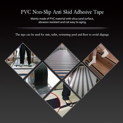 Anti Slip Tape, 16.5ft 2inch Non Slip PVC Tape Safety Tape for Stair Step Floor Safety Decor (Black)