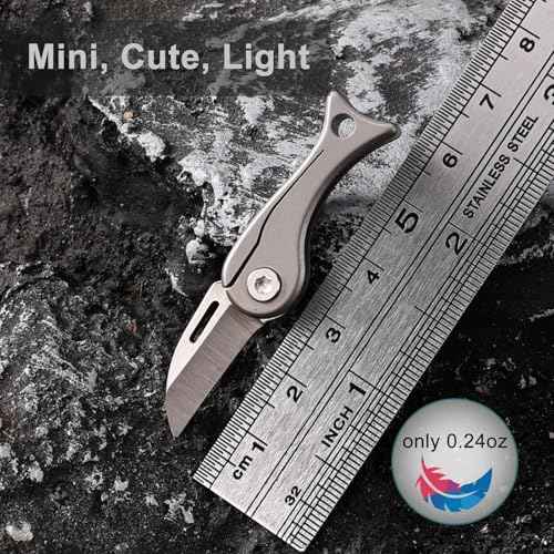 Titanium Alloy Small Pocket Knife for Women and Men, Mini Folding Knives, Cute EDC Box Cutter, Gifts Stocking Stuffers