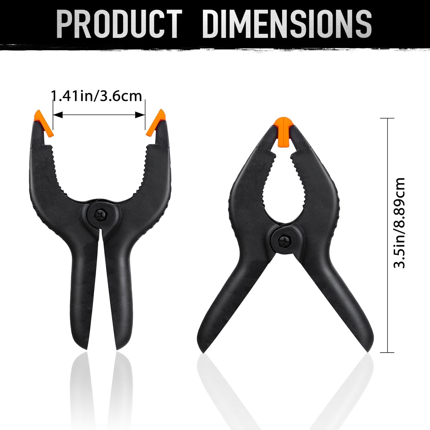 2 Pack Plastic Spring Clamps, 3.5inch Small Heavy Duty Clips for Crafts, Backdrop Stand