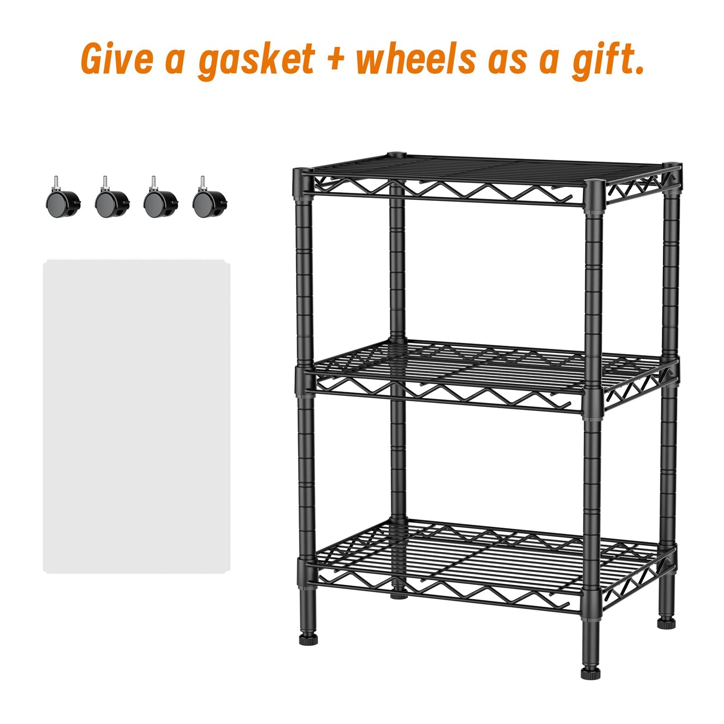Golpart 3 Tier Adjustable Storage Shelves Heavy Duty Metal Utility Shelf Wire Shelving Unit Organizer Rack for Home Kitchen Office Bathroom Pantry Room 12" D x 18" W x 30" H
