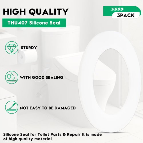 THU407 Seal Gasket for Drain Valve for Most TOTO Toilets,Compatible with TOTO CST854ET,THU440-A,THU451,10A-A,thu824-a, thu825, THU 825–a,THU826-A,Silicone Seal for TOTO Toilet Parts & Repair 3pack