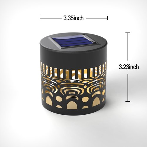 EKQ Solar Fence Lights 2 Pack Outdoor Deck Step Wall Lights Metal Waterproof LED Warm Yellow Light for Garden Post Patio Backyard Yard Decor (Mandala-1)
