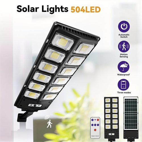 Acmefun Saker Sakerplus Solar Street Lights, IP66 Waterproof Outdoor LED Lights, 6500K Dusk to Dawn Security Flood Lights with Remote Control for Parking, Yard, Garden, Road (1PC)