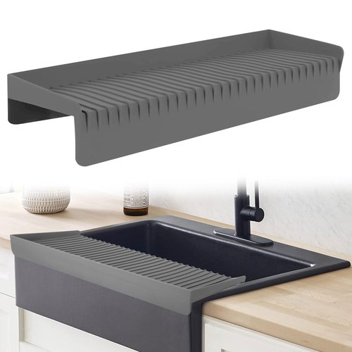 Silicone Kitchen Sink Edge Protector,sink edge guard for Kitchen Sink Accessories Gadgets Kitchen Sink Stainless Steel Splash Guard For Bathtub Sink kitchen sink protector(4"X20")