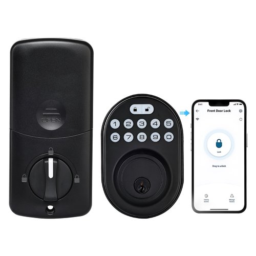 Security Smart Lock C30：Keyless Entry WiFi Deadbolt for Front Door, No Hub Needed! Auto-Lock, App Control, Easy Install- Black