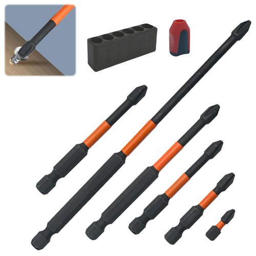 Strong Magnetic Durability Screwdriver Drill Bit Set, 2025 Anti-Slip Anti-Shock Screwdriver Sets for Home DIY & professionals, Electric Precision Screwdriver Set (Orange, Magnetic Red Coil, 6)