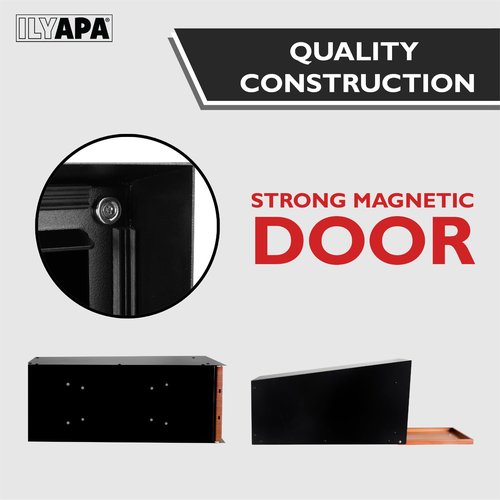 Ilyapa Modern Mailbox with Angle Design Post Mount - Metal Mailbox for Outside - Black Exterior Mail Box - Powder Coated Steel - All Weather Resistant