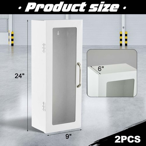 Zonon 1 Pcs Fire Extinguisher Cabinet Wall & Surface Mount 24-3/4 H x 10-1/4 W x 6-3/4 D Steel Fire Extinguisher Box Holder Case with Handle for Indoor Outdoor (White)