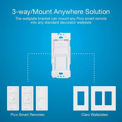 Lutron Caseta Smart Lighting Wall Plate Bracket for Pico Smart Remote(Pico Sold Separately), Directly Mount Pico Remote To The Wall, 3-Way (No Wires Required), PICO-WBX-ADAPT