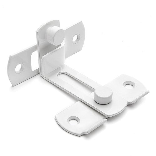 INIRET 2 Packs Flip Door Sliding Latches，White 90 Degree Stainless Steel Bar Gate Latches Safety Door Lock,Sliding Door Antique Lock Gate Latches Wine Cabinet Carbon Steel Closet Door Latches