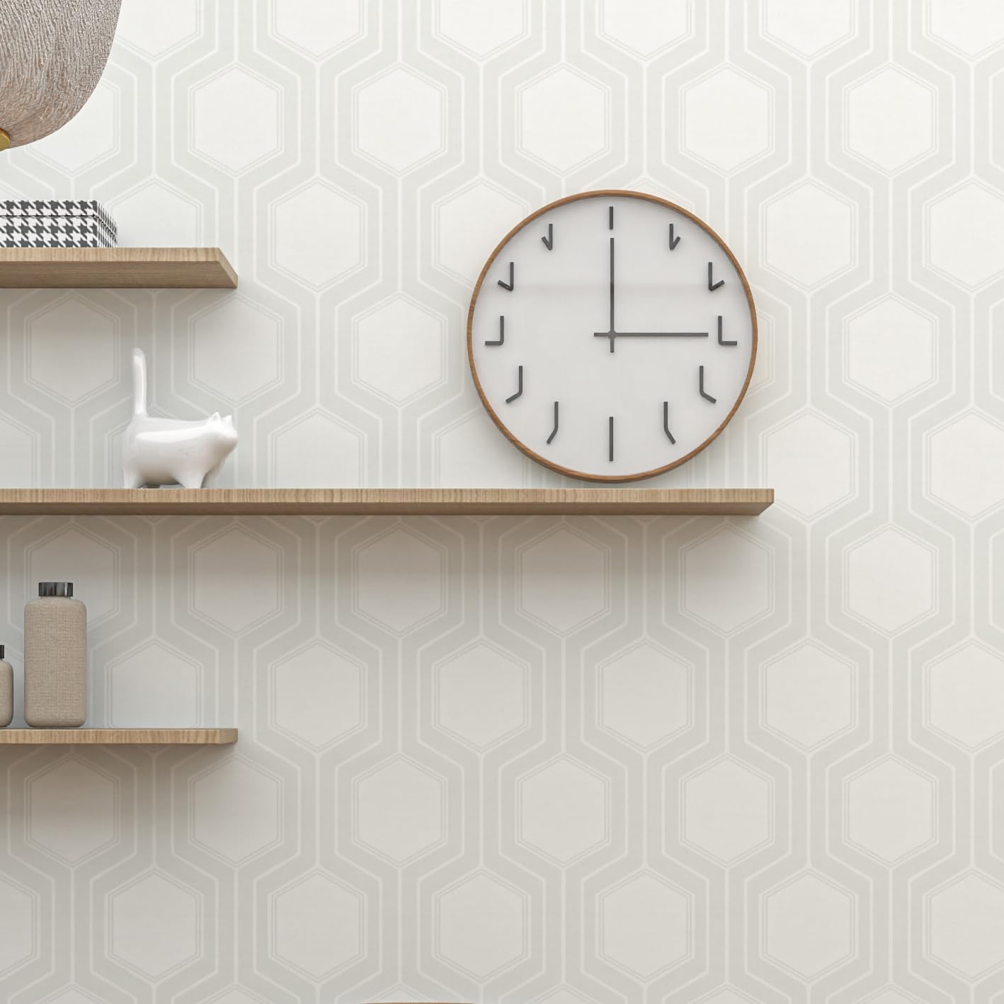 Tomete Modern Peel and Stick Wallpaper, Geometric Boho Wall Paper, Light Gray White Contact Paper for Cabinets Drawers, Kitchen, Bathroom, Removable Wall Covering for Living Room, Waterproof, Vinyl