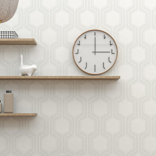 Tomete Modern Peel and Stick Wallpaper, Geometric Boho Wall Paper, Light Gray White Contact Paper for Cabinets Drawers, Kitchen, Bathroom, Removable Wall Covering for Living Room, Waterproof, Vinyl