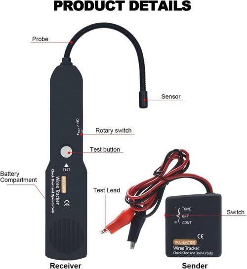 Em415pro-Automotive Car Electrical Open and Short Circuit Finder Tester, Precise Line Finder for Home Wall Line Finding, Line Maintenance, DC Less Than 42v Car Diagnostics (1*Set)