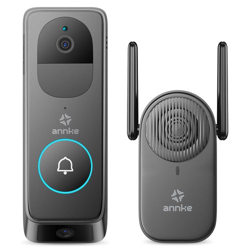 ANNKE Wireless Doorbell Camera, 9000mAh Battery, 2K Video Doorbell, 2 Way Audio, Night Vision, 24/7 Recording, 190° Wide Angle View, AI Motion Detection, Cloud Storage, Alexa, Easy Installation