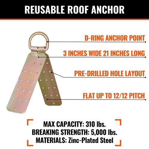 Malta Dynamics 50’ Roofer's Safety Bucket Kit – Warthog Pass-Thru Safety Harness, Reusable Roof Anchor, and 50’ Vertical Lifeline Assembly, OSHA/ANSI Compliant