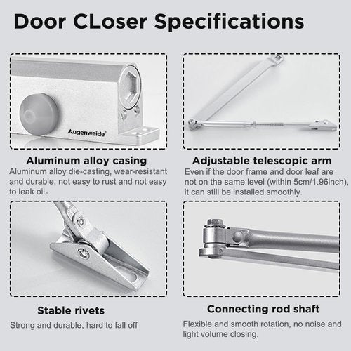 White Automatic Door Closer for Home with Hold Open, Heavy Duty Adjustable Hydraulic Door Soft Closers Residential, Auto Closing Door Mechanism Without Noise, Bear The Door Weight 55~99lb