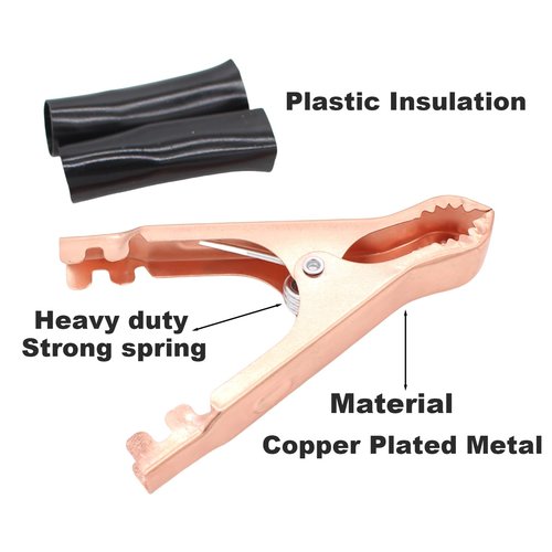 Insulated Alligator Clips Durable Heavy Duty Black & Red Boot Metal Spring Loaded Truck Car Battery Electric Test Clips Lead Probe Alligator Clamps (50A 10-PACK)