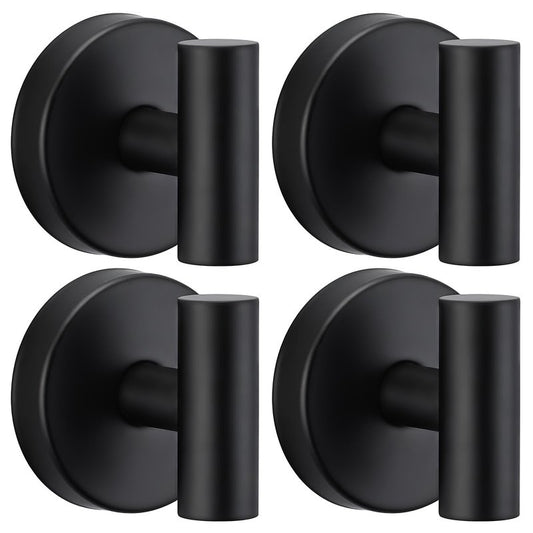 warlve Heavy Duty Reusable Suction Cup Hooks for Shower - No Drill Bathroom/Glass/Mirror/Tiles & Metal and Smooth Non-Porous Surfaces for Towels, Robes, Loofahs(4, Matte Black)