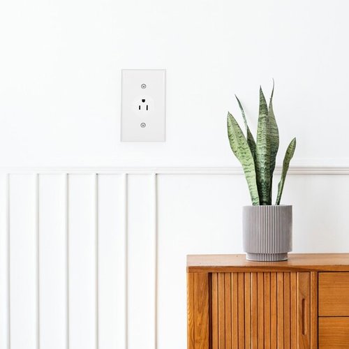 Piriuuo Round White Outlet Cover Plate, Single Outlet Plug Covers 4.53" X 2.76" Receptacle Cover with Two Screws, 220v