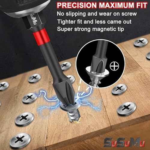 Magnetic Impact Phillips Bit #2 Insert Bits 1 2 3 4 6 inch Anti-Slip Long Screwdriver Bit Set PH2 1/4 Inch Hex Shank Cross Impact Driver Bit for Power Drilling (10PC,25-150mm)