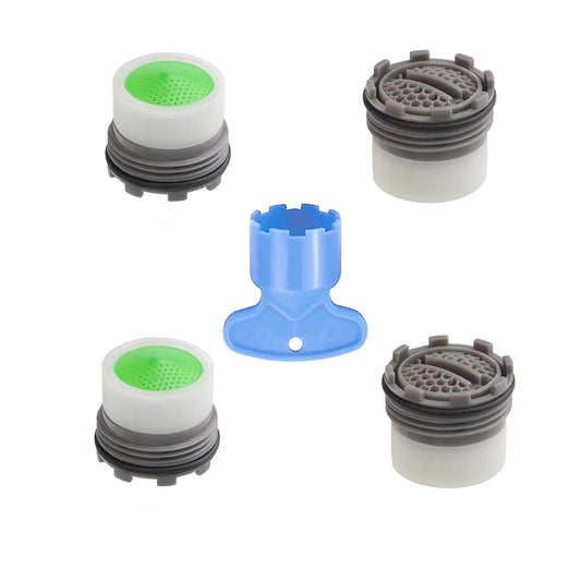 M16.5 Cache Aerator Faucet, Replacement Cache Aerator for Sink M16.5, 4Pcs Tap Aerators Flow Restrictor and 1Pcs Faucet Aerator Key