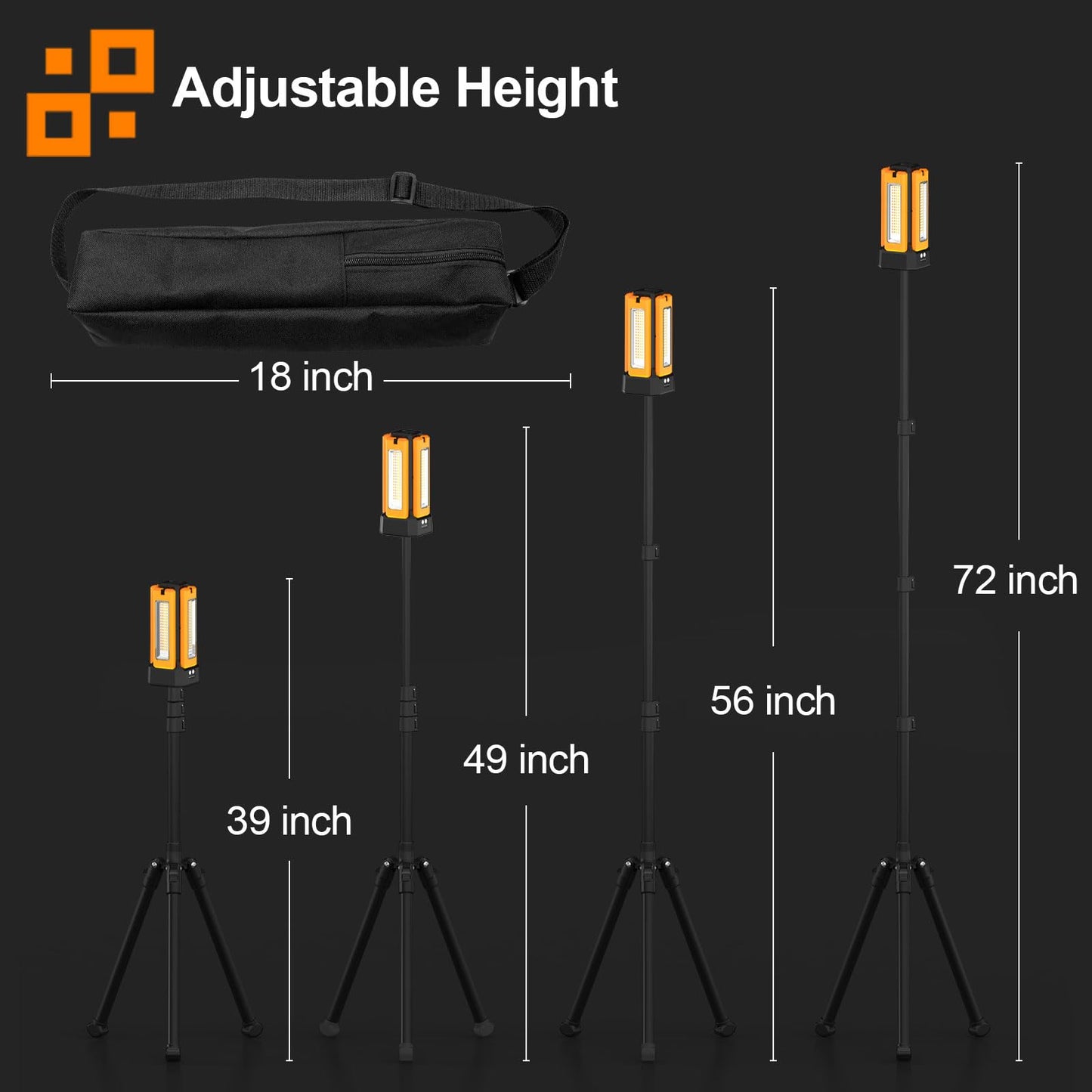 13200mAh Rechargeable Solar Work Light IPX4 Waterproof with Folding Stand and Carrying Bag, AODOO 8000 Lumen Cordless Camping Light, White/Warm/Nature White/RED(SOS) with Detachable Tripod