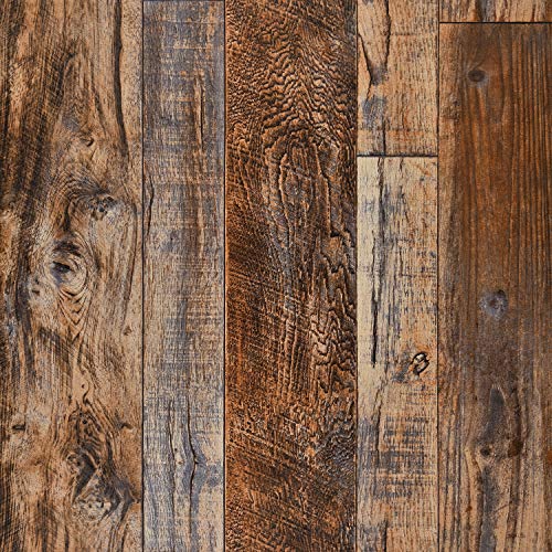 WENMER 17.71 x 118 Inch Brown Wood Peel and Stick Wallpaper for Cabinets & Walls
