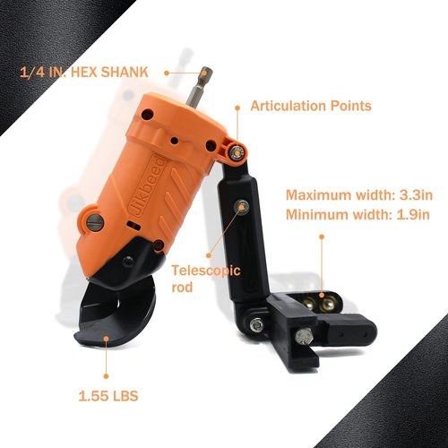 Jikbeed Sheet Metal Cutter Drill Attachment, Electric Drill Shears Attachment Cutter Nibbler, Metal Nibbler Drill Attachment, Compatible with Cordless Drills & Impact Drivers, Cuts 18GA Metal