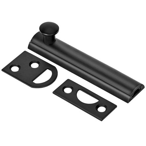 KOVOSCH Solid Brass Surface Bolt 3 Inch, Heavy Duty Concealed Slide Surface Door Bolt, Black