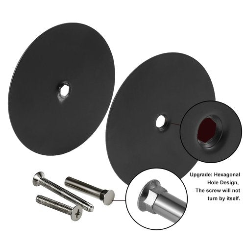 NAUBEA 1 Pack Door Knob Hole Cover Plate Matte Black Deadbolt Cover Plate 2 5/8" Diameter Round Door Hole Filler Plate, 1" and 1.5" Screws, Repair Locks and Doors Hole for Home Security