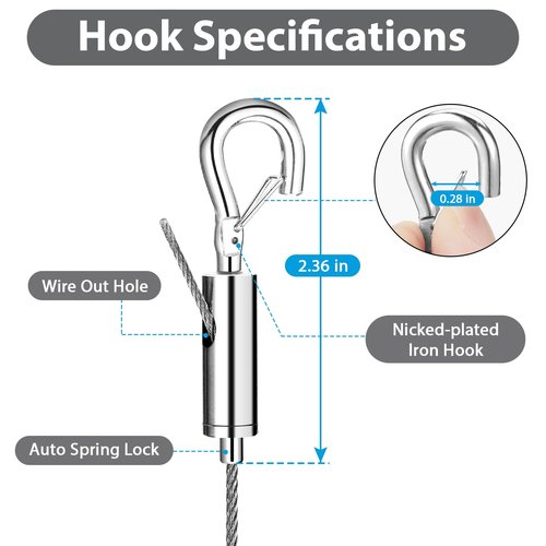 8PCS Adjustable Picture Hanging Wire Kit,Frame,Mirror Hanging Kit,6.6FT Heavy Duty Stainless Steel Rope for Hanging Pictures,Billboards,Basket,Flowerpot,Supports Up to 66lbs