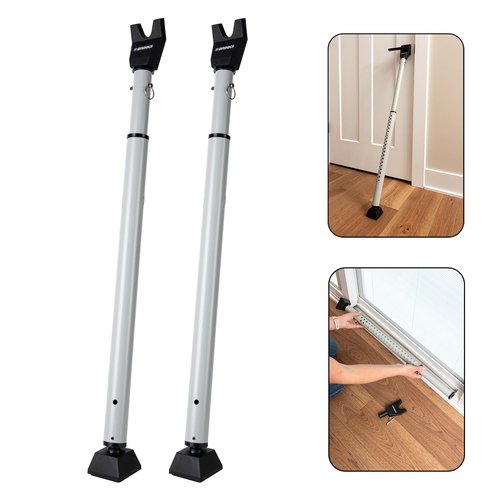 BRINKS Door Security Bar - Adjustable Brinks Door Security Bar for Travel, School, Dorm and Home - Door Jammer for Hinged Doors and Sliding Door Security – Silver - 2 Pack