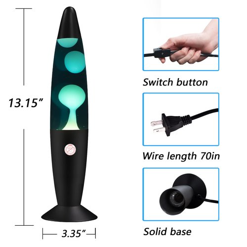 Vanful Magma Liquid Motion Lamp with Black Base for Adults Blue Lamps with White Wax for Kids Mood Lamps Perfect Presents for Christmas Thanksgiving Day NightLight with 25W Bulb