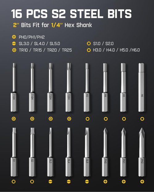 Fanttik S1 Pro 3.7V Electric Screwdriver, Power Screwdriver, 16 S2 Steel Bits, 3 Torque Settings, Max 6 N.m, 2000mAh Battery, LED Light, 1/4''Hex, Ideal Tool for Furniture, Gaming PC