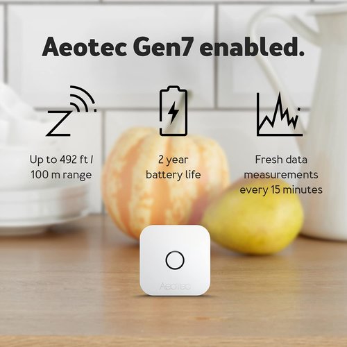 Aeotec aërQ Temperature, Humidity, Dew Point Sensor - Wireless, Battery Powered, Z-Wave Hub Required (White)