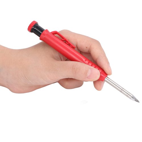 Solid Carpenter Pencil Set with Refill, Long Nosed Deep Hole Marker for Construction, Heavy Duty Woodworking Pencils