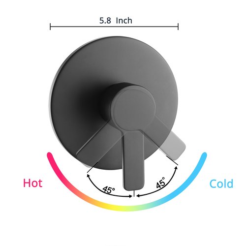 DOLGABA Shower Valve Handle Bathroom Shower Mixer Valve Kit, Wall Mount Rough-in Tub Shower Control Valves Round 1 Way Single Function, Female Thread, Matte Black