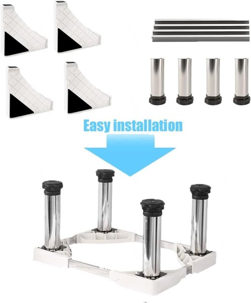 Washer Machine Base Stand 28" Wide Universal with 12 Strong Feet Refrigerator Stand Washer and Dryer Pedestal Mobile Roller Cart with Wheels for Appliance with Adjustable Height,White4Foot-10cm