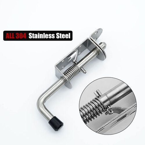JQK Spring Loaded Latch Pin, 304 Stainless Steel Barrel Bolt Thickened 2mm Door Lock, 5 Inch Brushed Finished(2 Pack), HSB300-P2